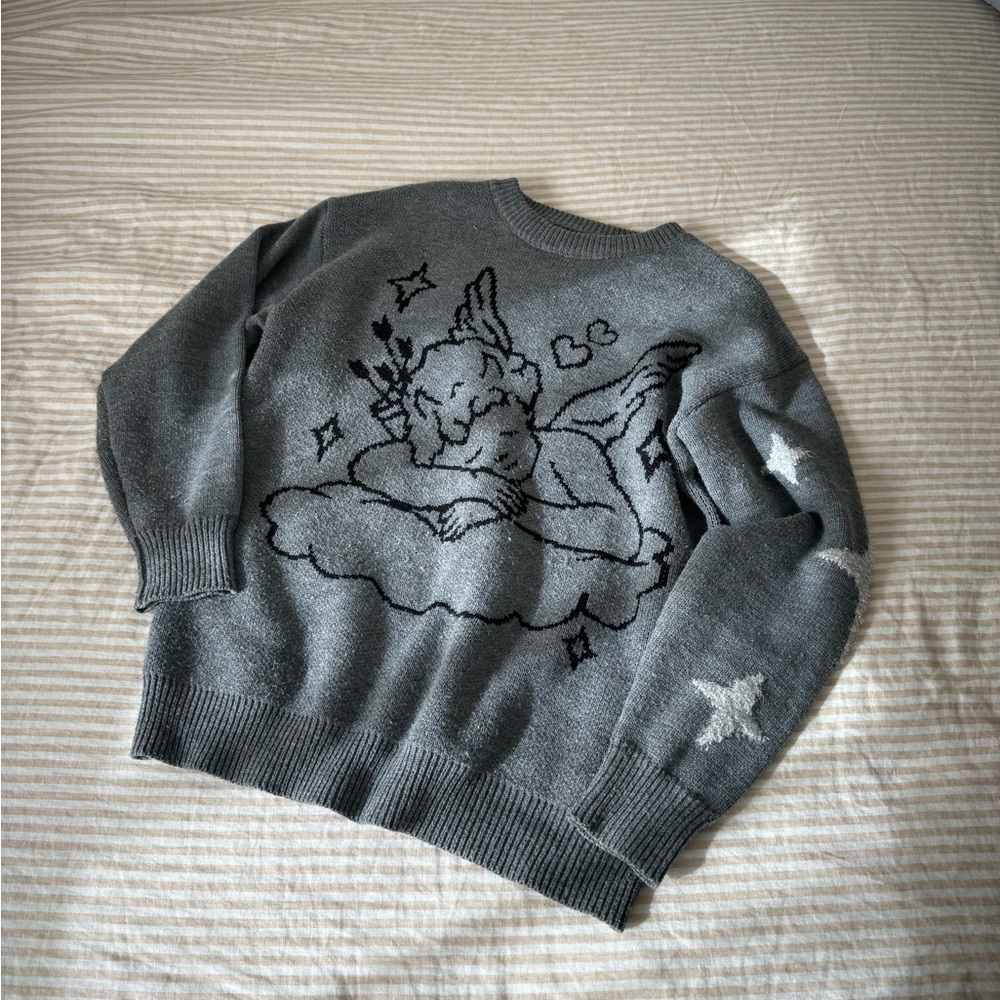 Cherub Gray Sweater with Sparkle Sleeves